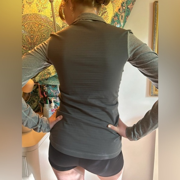 Nike Pro Dri-Fit Women's Long Sleeve 1/4 Zip Pullover Top Gray L Warm Stretch - Picture 4 of 16